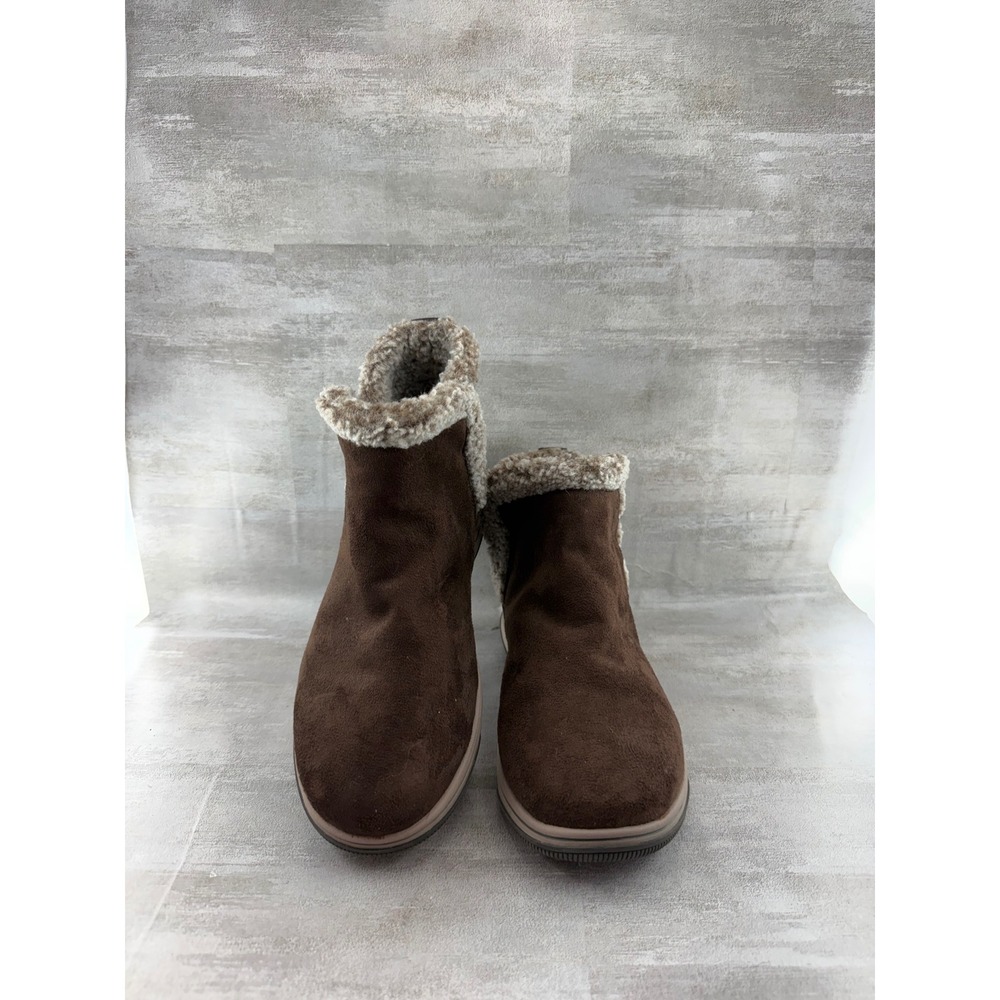 Clarks Cloudsteppers Women Sz 9W Brown Faux Suede Fur Ankle Boots 261741325065